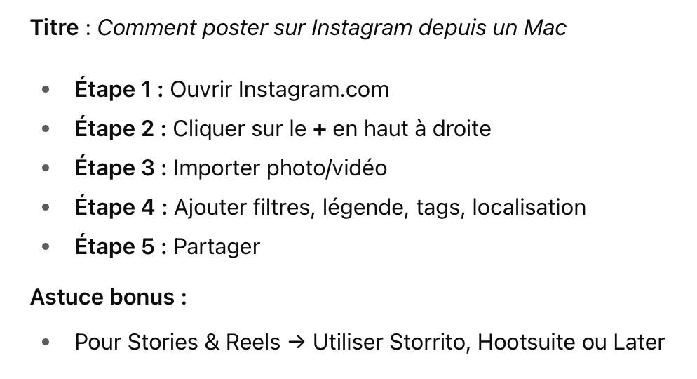 Poster sur Instagram à partir de son Mac