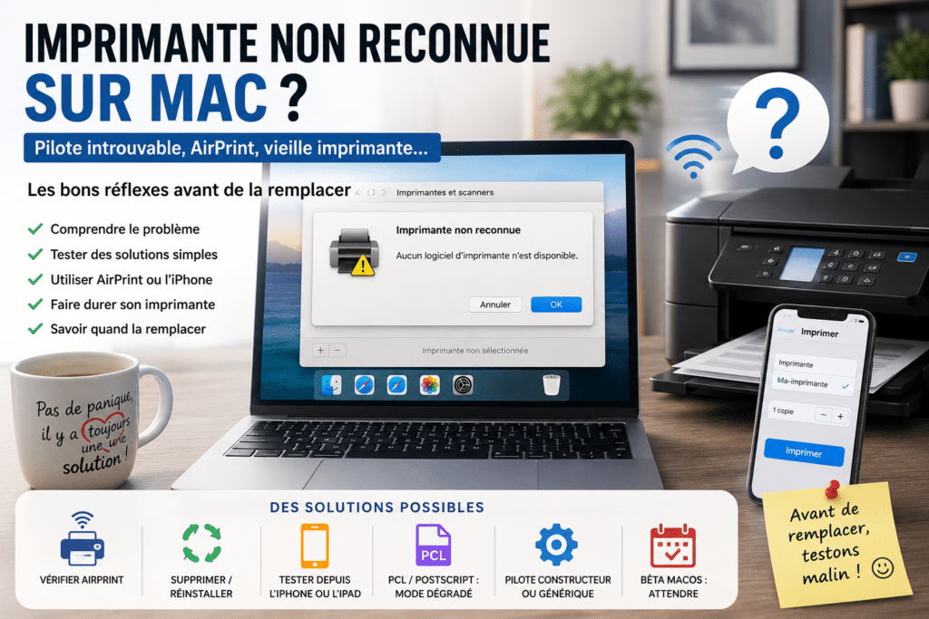 imprimante non reconnue sur Mac après mise à jour macOS pilote AirPrint