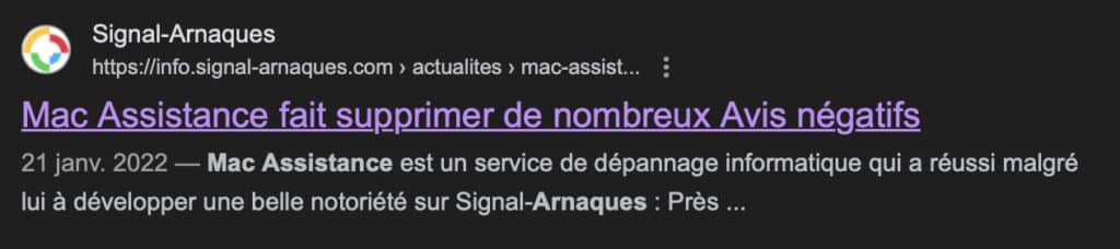 attention aux arnaques Mac assistance