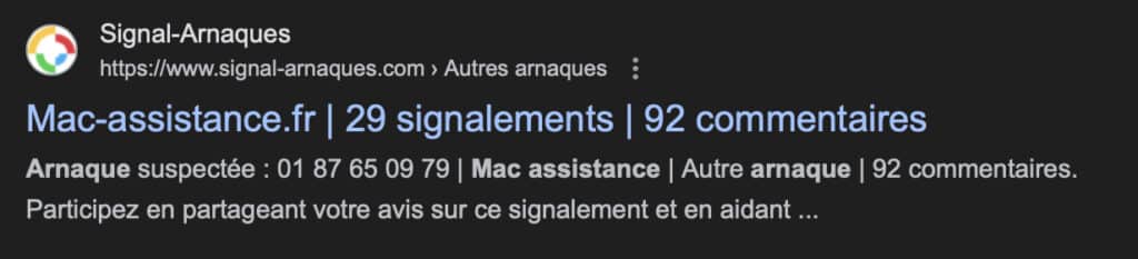 attention aux arnaques Mac assistance