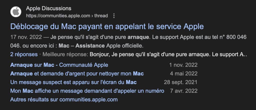 attention aux arnaques Mac assistance