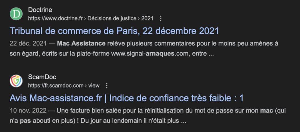 attention aux arnaques Mac assistance