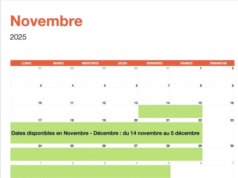 disponibilités à domicile aucoeurdumac novembre 2025