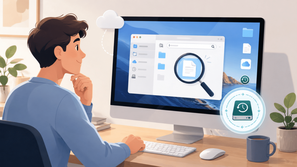 Fichier disparu du Bureau sur Mac et recherche avec le Finder