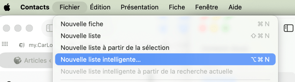 Liste de contacts intelligentes, groupes de contacts intelligents