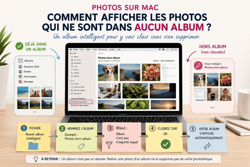 Afficher les photos qui ne sont dans aucun album dans Photos sur Mac