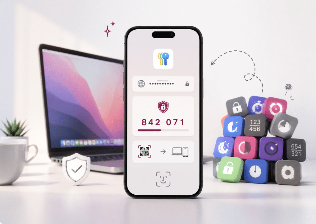 iPhone générant un code de double authentification dans Mots de passe sans Google Authenticator