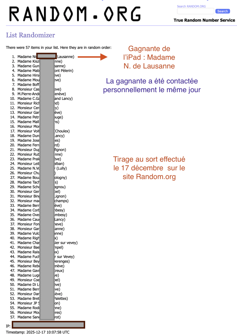 Gagnant de l'ipad 2025 aucoeurdumac