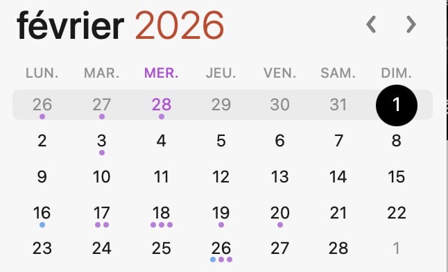le 16 février est bien un dimanche, pas un lundi