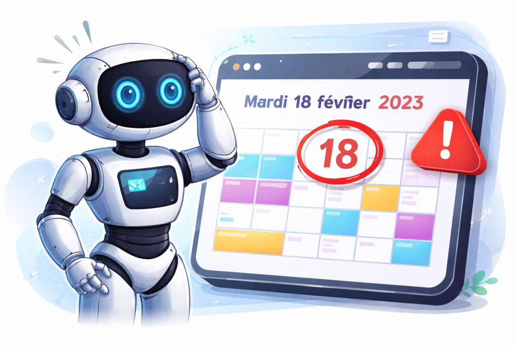bug calendrier IA affichant une mauvaise date