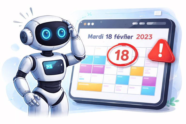 bug calendrier IA affichant une mauvaise date