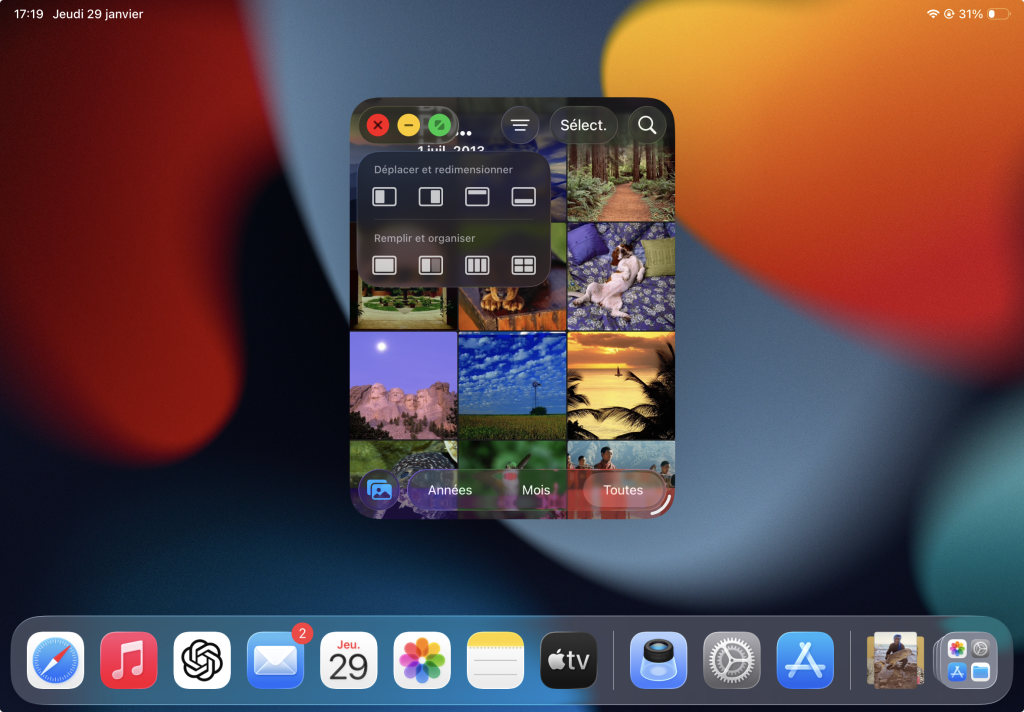 bouton vert pour ouvrir l'appli