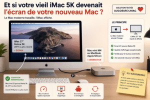 iMac 27 pouces Retina 5K utilisé comme écran pour un Mac Apple Silicon moderne avec TargetBridge