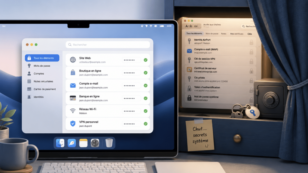 Trousseaux d'accès et app Mots de passe macOS 15 comparaison