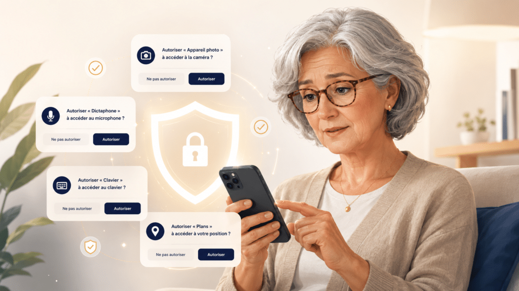 Smartphone affichant une demande d'autorisation d'accès au microphone
