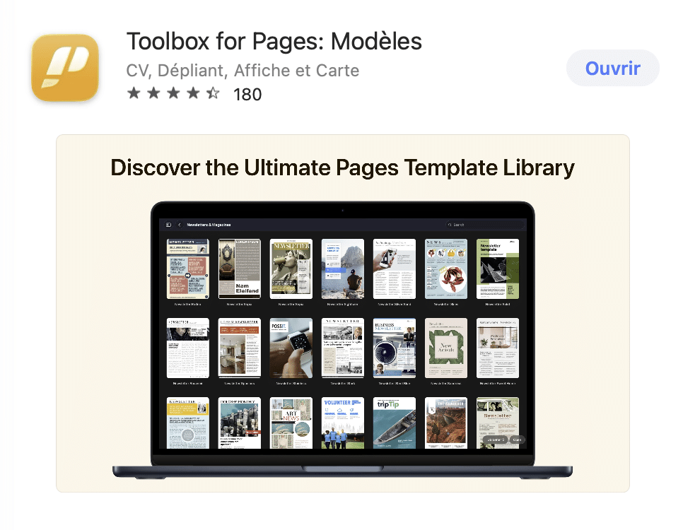 modèles pour Pages