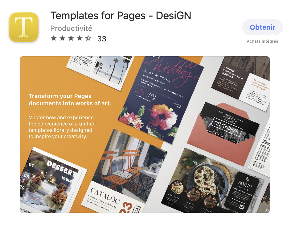 modèles pour Pages