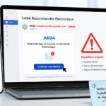Faux mail AR24 imitant une lettre recommandée électronique avec bouton de confirmation d’identité