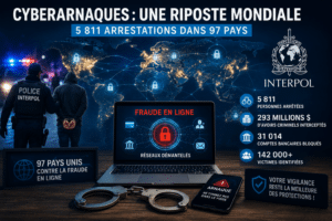 Opération internationale contre les cyberarnaques menée dans 97 pays par INTERPOL