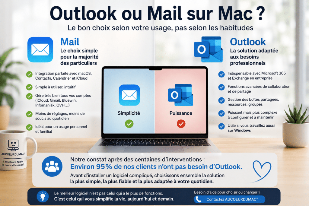 Comparatif Outlook et Mail sur Mac pour choisir le meilleur logiciel de messagerie selon son usage