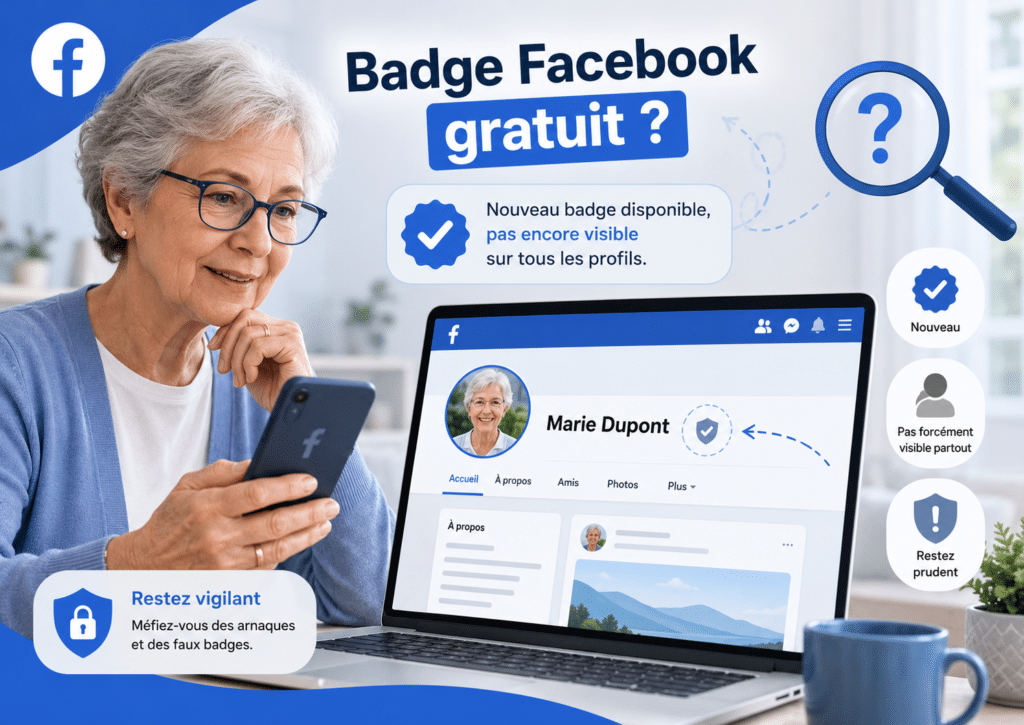 Nouveau badge Facebook gratuit absent d’un profil personnel pendant son déploiement progressif
