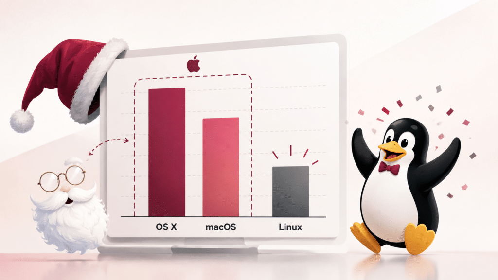 Linux dépasse macOS selon StatCounter : OS X et macOS séparés dans le graphique