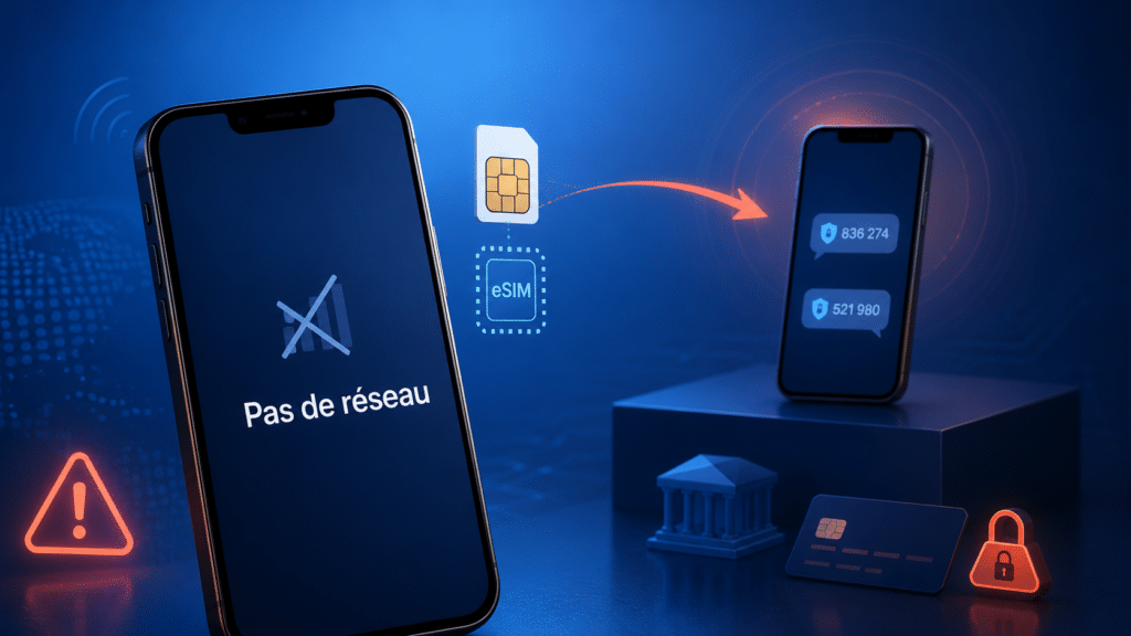 iPhone affichant Pas de réseau et risque de SIM swapping en Suisse